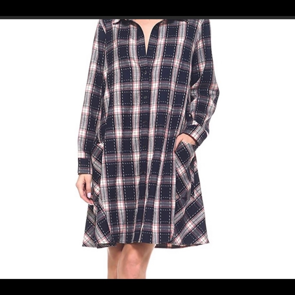 JOH button front women's plaid dress with pockets size small